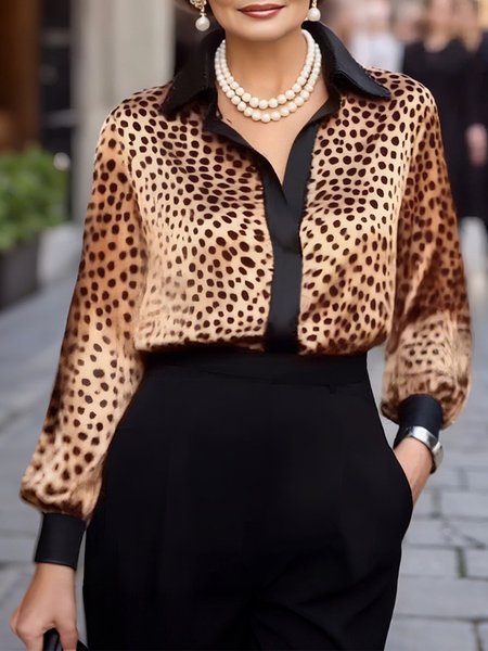 Urban Leopard Printing Shirt Collar Shirt