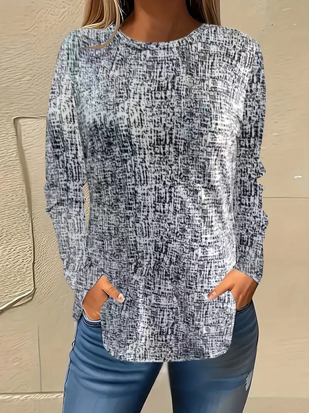 

Women Abstract Long Sleeve Tee T-shirt Crew Neck Printing Casual Spring/Fall Graphic Tee Top, Gray, T-Shirts