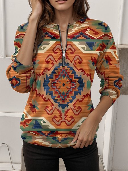

Vintage Crew Neck Geometric Sweatshirt, Color4, Hoodies & Sweatshirts