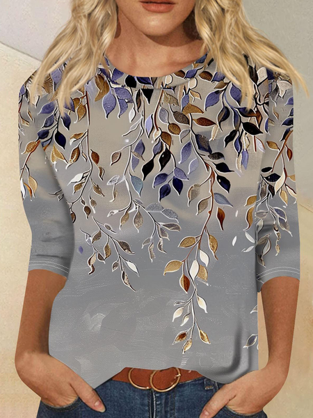 

Vintage Crew Neck Floral Sweatshirt, As picture, T-shirts