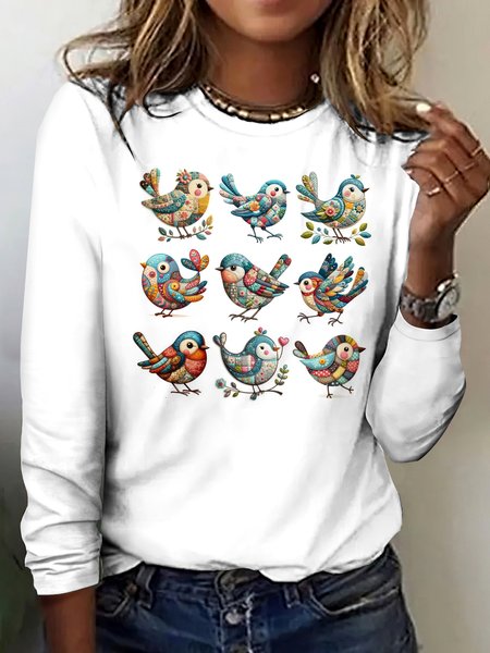 

Vintage Plaid Crew Neck Long Sleeve T-shirt, White, T-shirts