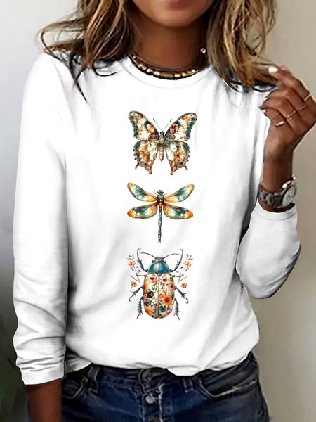 

Vintage Plaid Crew Neck Long Sleeve T-shirt, White, T-shirts