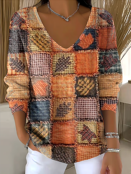 

Women Cotton Floral Long Sleeve Comfy Casual Sweater, Orange, Sweaters