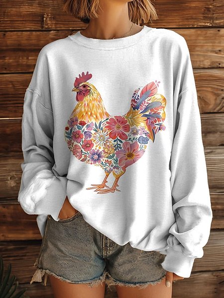 

Vintage Crew Neck Floral Sweatshirt, Color2, Hoodies & Sweatshirts