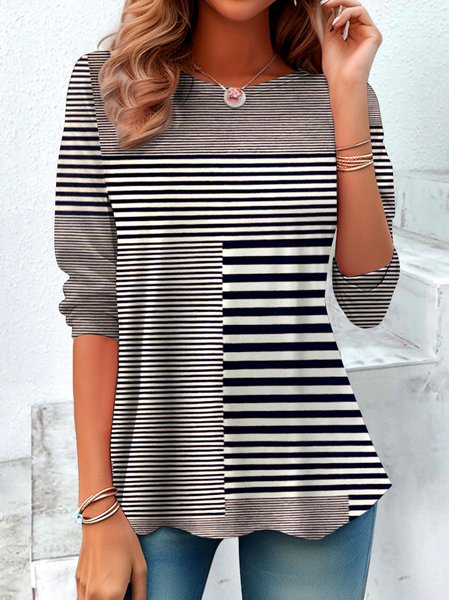

Vintage Plaid Crew Neck Long Sleeve T-shirt, Brown, T-shirts