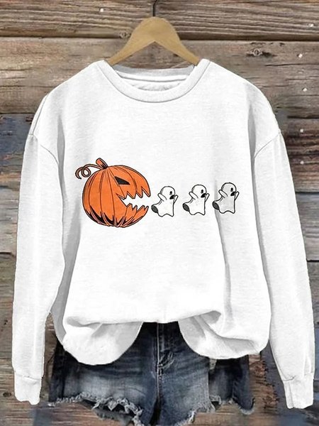 

Vintage Crew Neck Halloween Sweatshirt, White, Hoodies & Sweatshirts