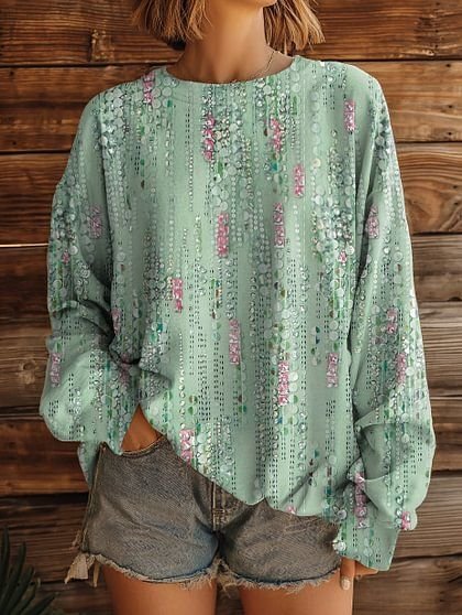 

Vintage Crew Neck Ombre Sweatshirt, Green, Hoodies & Sweatshirts