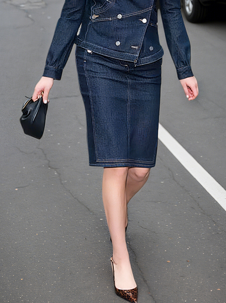 

Urban Plain Mini Denim Skirt, Blue, Denim Skirts