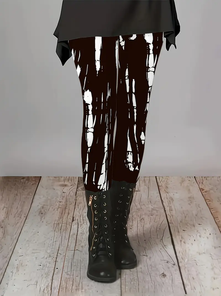 

Women Abstract Casual All Season Printing Long Leggings, Black, Leggings