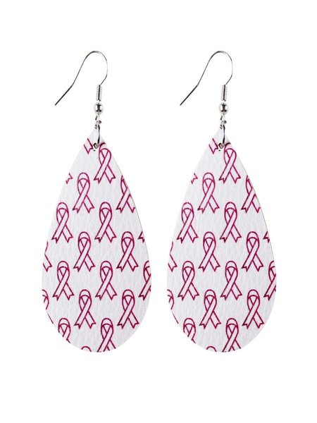 

Pink Ribbon Faux Leather Teardrop Earrings Women Breast Earrings, Color7, Earrings
