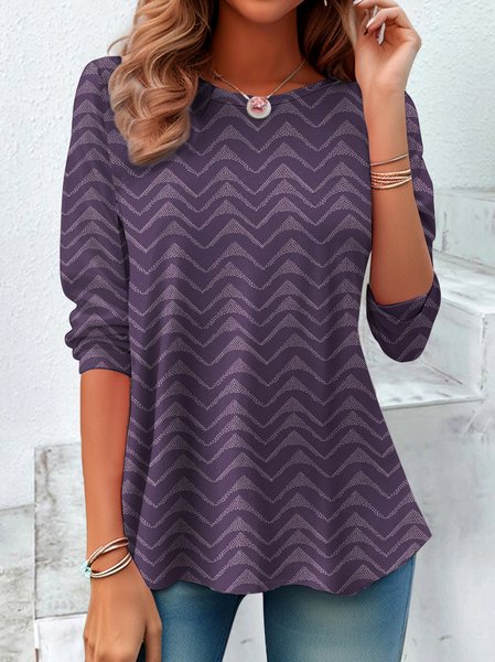 

Vintage Plaid Crew Neck Long Sleeve T-shirt, Color2, T-shirts