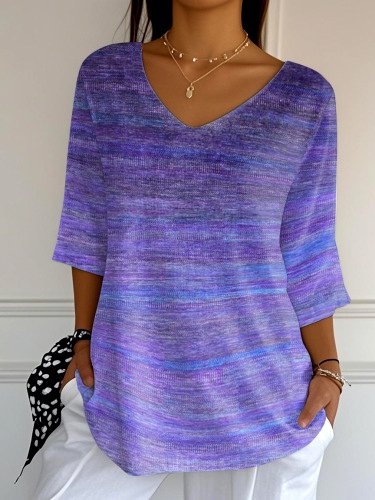 

Vintage Floral Crew Neck Long Sleeve T-shirt, Purple, T-shirts