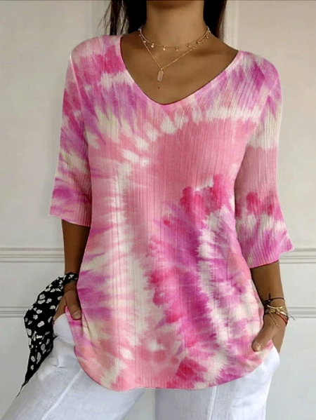 

Vintage Floral Crew Neck Long Sleeve T-shirt, Pink, T-shirts