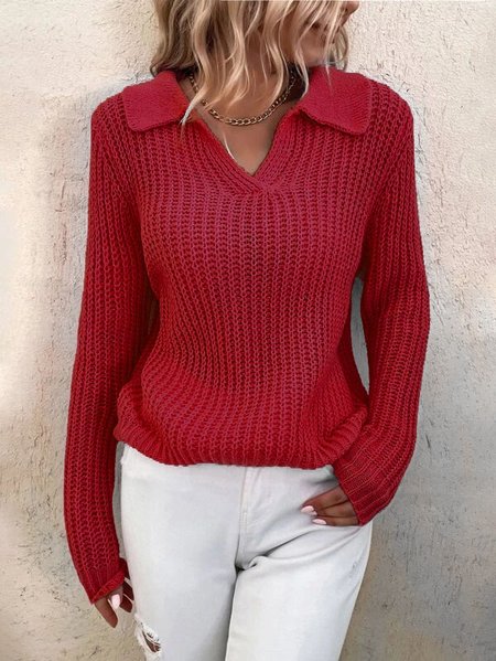 

Regular Fit Casual V Neck Sweater, Red, Sweaters & Cardigans