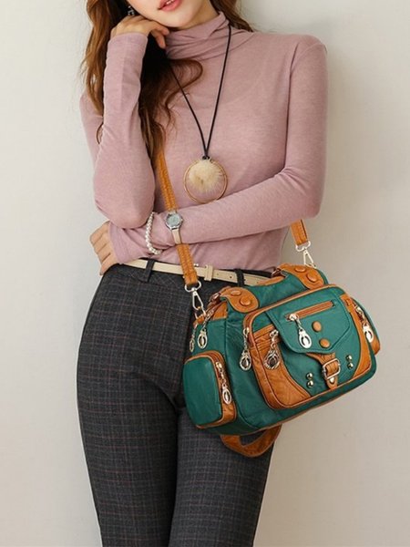 

Retro Trendy One-shoulder Crossbody Handbag Washed Soft Leather Women's Bag, Green, Women's Bags