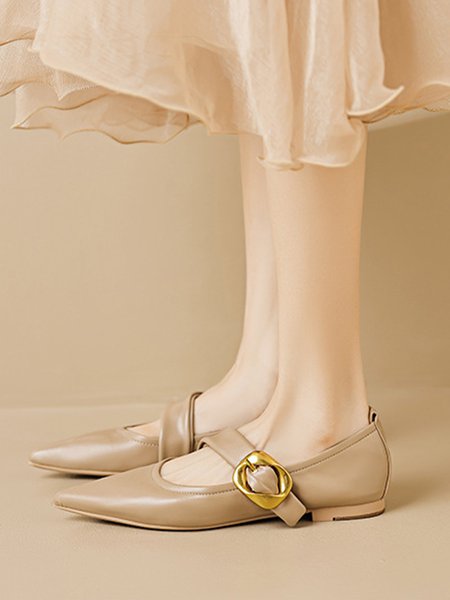 

Pu Plain Urban Shallow Shoes, Khaki, Flats