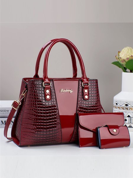 

Urban PU Plain Classic Backpack, Red, Clutches