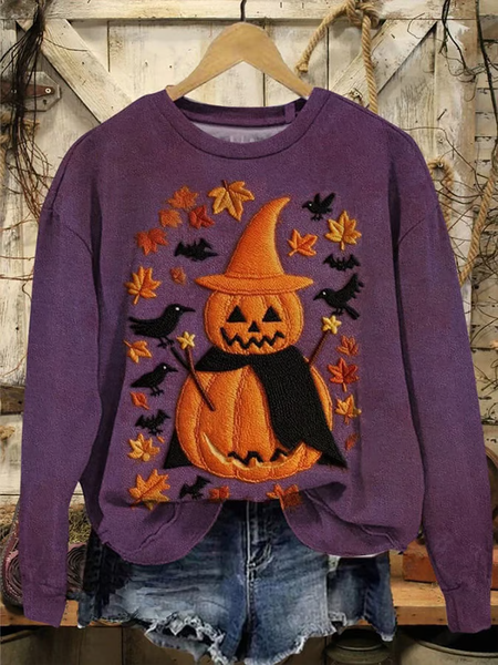 

Casual Crew Neck Halloween Sweatshirt, As picture, Hoodies & Sweatshirts