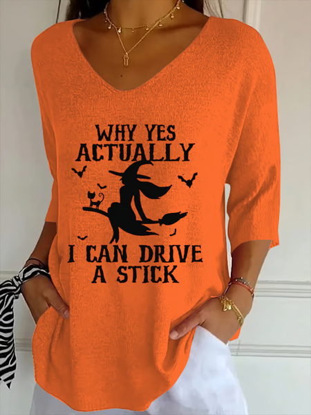 

Vintage Halloween V Neck Three Quarter Sleeve T-shirt, Orange, T-shirts