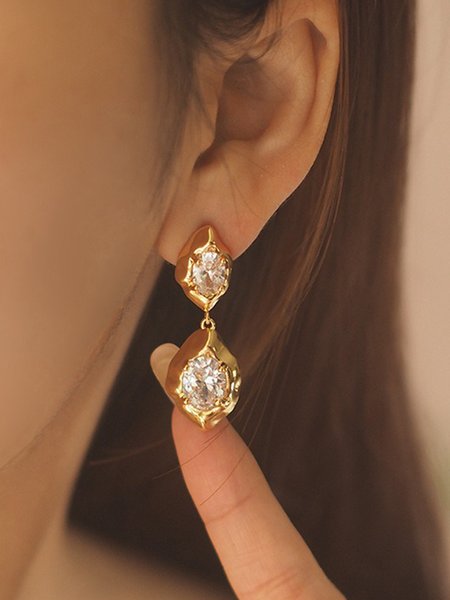 

Elegant Plain Dangle, Golden, Earrings