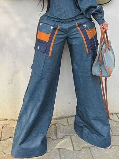 

Denim Urban Split Joint Jeans, Blue, Jeans