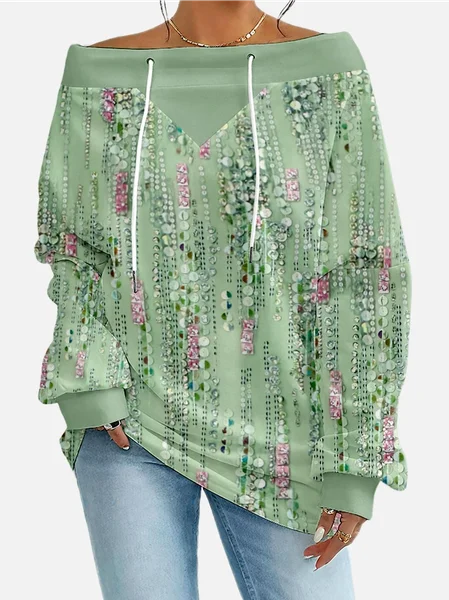 

Casual Off The Shoulder Gradient Pattern Sweatshirt, Green, Hoodies & Sweatshirts