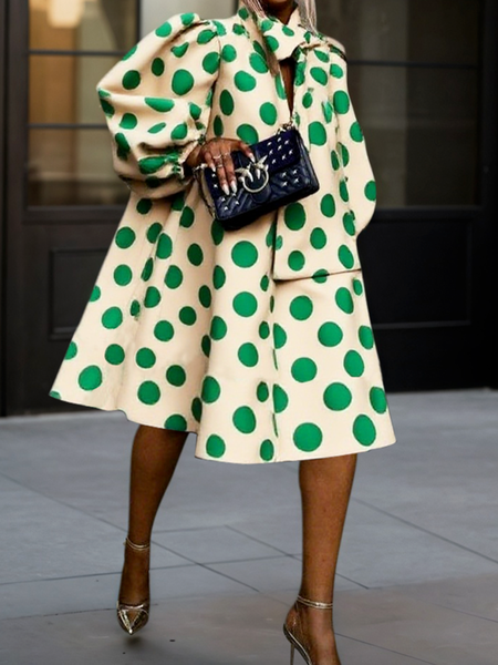 

Plus Size Loose Urban Polka Dots Dress, As picture, Plus Dresses