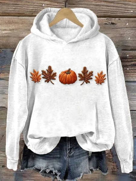 

Women Maple Leaf Spring/Fall Printing Long Sleeve Casual Daily Hoodie, White, Sweatshirts & Hoodies