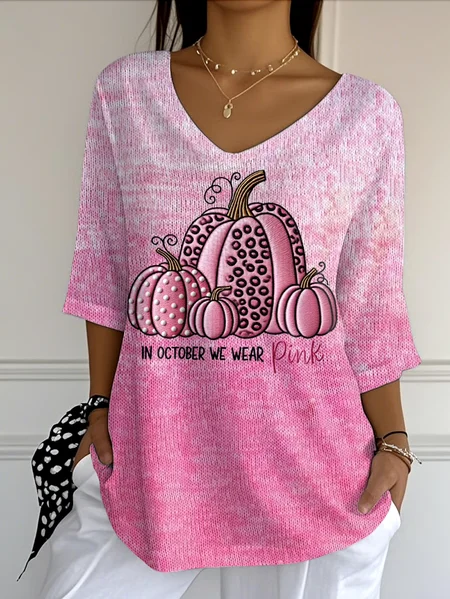 

Vintage Ombre Crew Neck Long Sleeve T-shirt, Pink, T-shirts