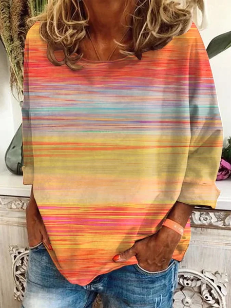 

Women Halloween Long Sleeve Tee T-shirt Crew Neck Printing Casual Spring/Fall Graphic Tee Top, Orange, T-Shirts