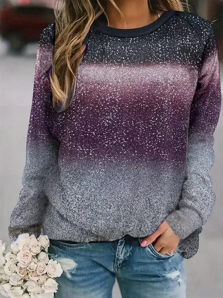 

Women Abstract Crew Neck Printing Casual Spring/Fall Long Sleeve Sweatshirt, Purple, Sweatshirts & Hoodies