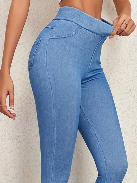 Women Plain Casual All Season Split Joint Long Leggings