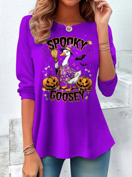 

Vintage Animal Crew Neck Long Sleeve T-shirt, Purple, T-shirts