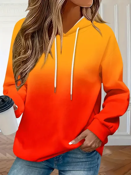 

Women Ombre Spring/Fall Printing Long Sleeve Casual Daily Hoodie, Orange, Sweatshirts & Hoodies