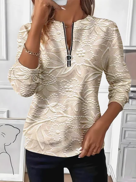 

Women Floral Crew Neck Vintage Spring/Fall Long Sleeve Sweatshirt, Oatmeal, Sweatshirts & Hoodies