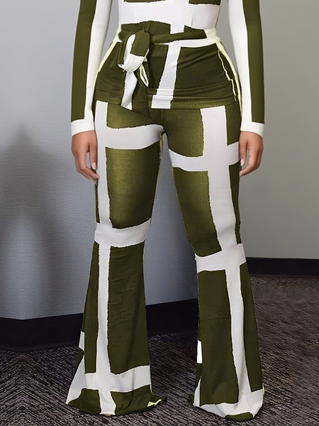 

Casual Geometric Flare Pants, As picture, Pants