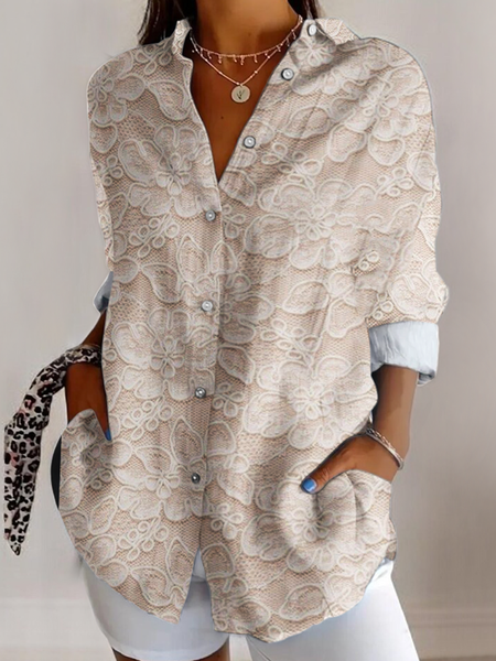 

V Neck Long Sleeve Abstract Graphic Regular Micro-Elasticity Regular Fit Shirt For Women, As picture, Shirts