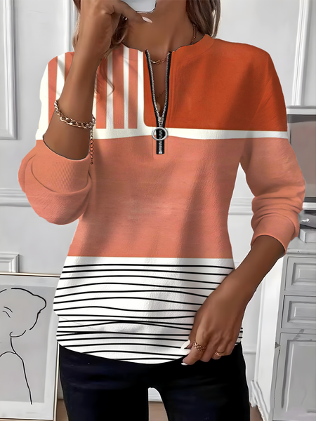 

Vintage Crew Neck Striped Sweatshirt, Orange, Hoodies & Sweatshirts