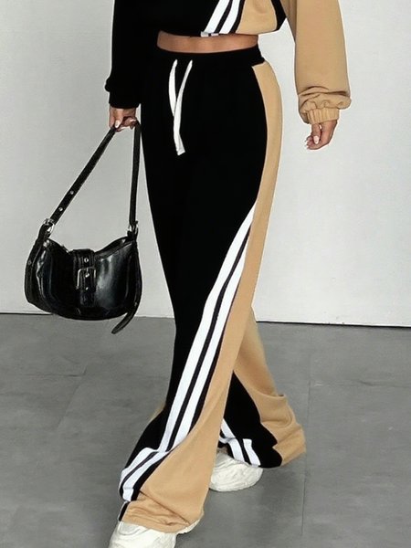 

Casual Color Block Fashion Pants, Black, Pants