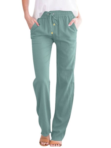 

Cotton Regular Fit Casual Plain Pants, Lightgreen, Pants