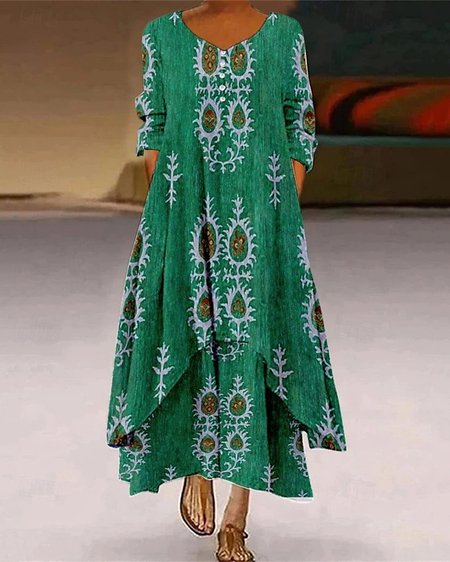 

Women Striped Summer Dress Crew Neck Long Sleeve Shirt Dress A-Line Dress, Color3, Dresses