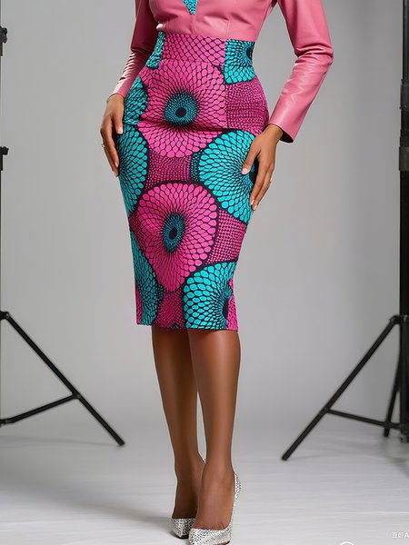 Elegant Printing Random Print Midi Skirt
