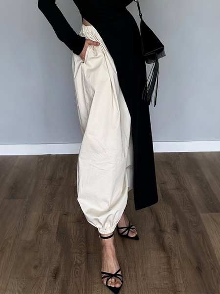 

Urban Plain Fashion Ankle Banded Pants, White, Pants