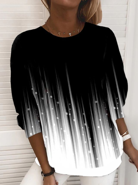 

Women Abstract Crew Neck Printing Casual Spring/Fall Long Sleeve Sweatshirt, Black, Sweatshirts & Hoodies
