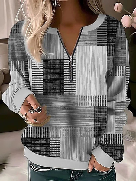 

Women Abstract Crew Neck Printing Casual Spring/Fall Long Sleeve Sweatshirt, Gray, Sweatshirts & Hoodies