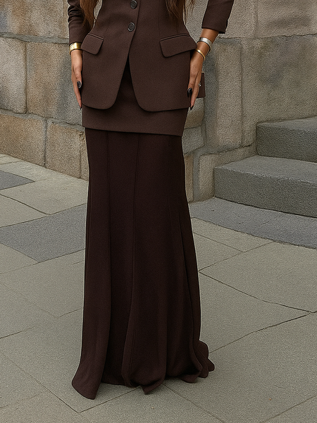 

Urban Split Joint Plain Maxi Skirt, Brown, Skirts