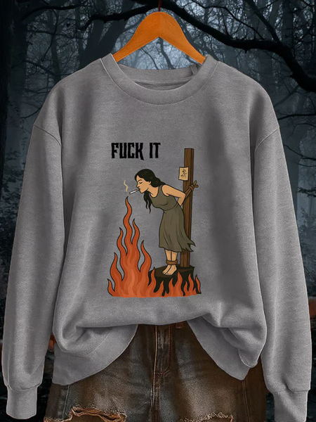 

Casual Crew Neck Text Letters Sweatshirt, Light gray, Hoodies & Sweatshirts