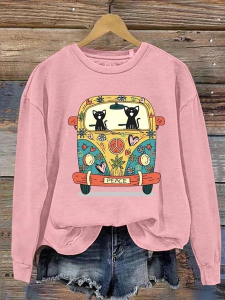 

Vintage Crew Neck Animal Sweatshirt, Pink, Hoodies & Sweatshirts
