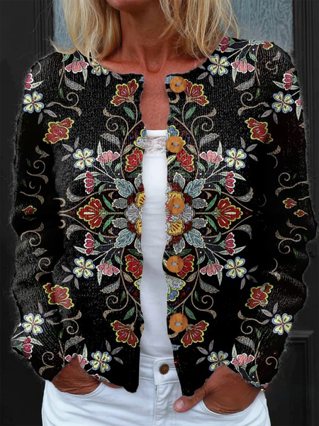 

Women Knitted Striped Long Sleeve Comfy Vintage Cardigan, Color2, Cardigans