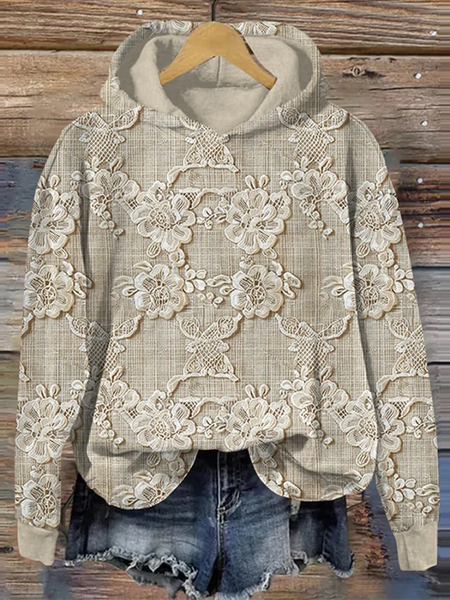 

Women Floral Spring/Fall Printing Long Sleeve Casual Daily Hoodie, Khaki, Sweatshirts & Hoodies